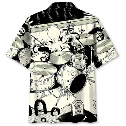 Octopus Drummer Drums Lover Hawaiian Shirt, custom shirt gift for men (view 2)
