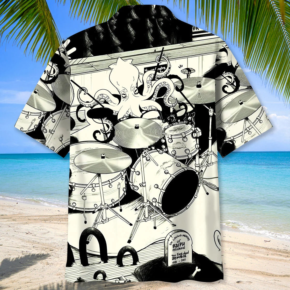 Octopus Drummer Drums Lover Hawaiian Shirt, custom shirt gift for men (view 3)