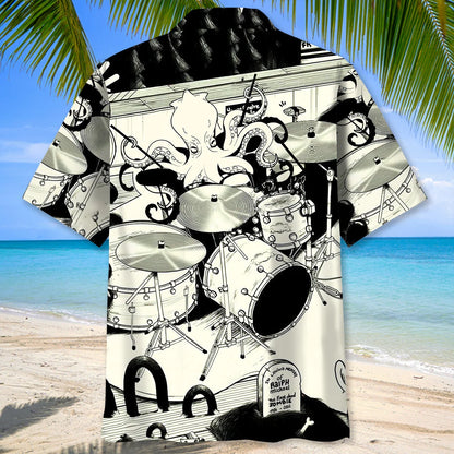 Octopus Drummer Drums Lover Hawaiian Shirt, custom shirt gift for men (view 3)