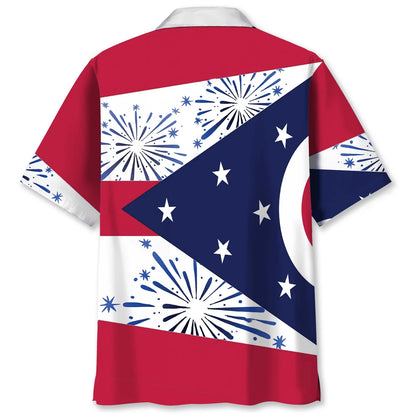 Ohio State Flag Firework Hawaiian Shirt, custom shirt gift for men (view 2)