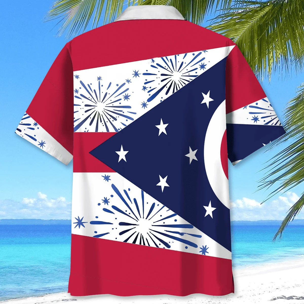 Ohio State Flag Firework Hawaiian Shirt, custom shirt gift for men (view 3)
