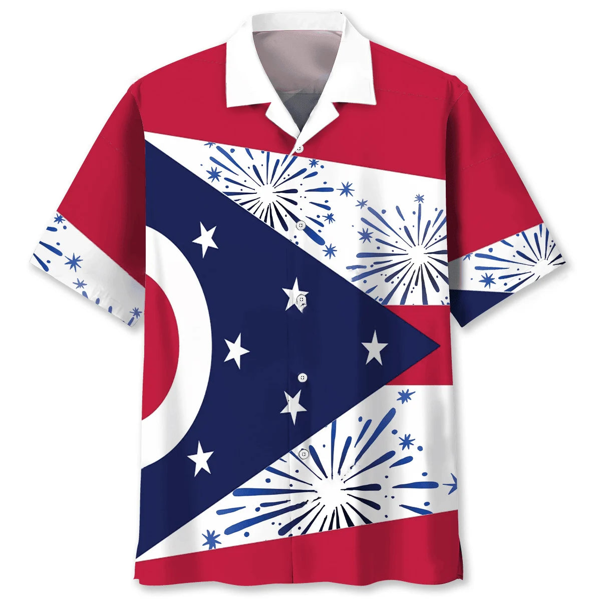 Ohio State Flag Firework Hawaiian Shirt, custom shirt gift for men (view 4)