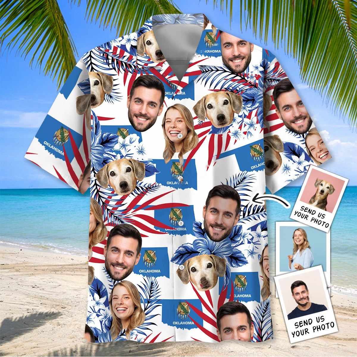 Oklahoma Family Custom Face Hawaiian Shirt, custom shirt gift for men (view 2)