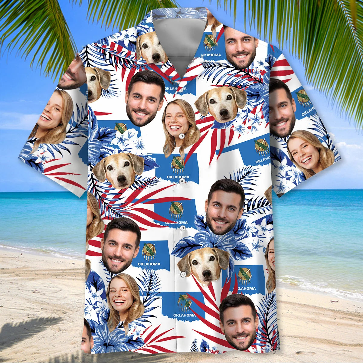 Oklahoma Family Custom Face Hawaiian Shirt, custom shirt gift for men (view 3)