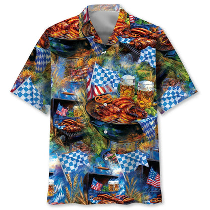 Oktoberfest Bbq Grill with Pretzels and Flags Hawaiian Shirt, custom shirt gift for men (view 2)