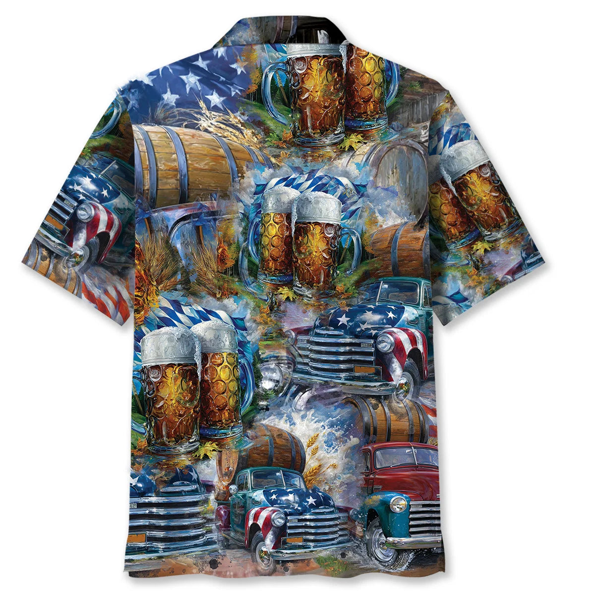 Oktoberfest Beer Keg on Pickup Truck Hawaiian Shirt, custom shirt gift for men (view 4)