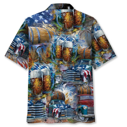 Oktoberfest Beer Keg on Pickup Truck Hawaiian Shirt, custom shirt gift for men (view 4)