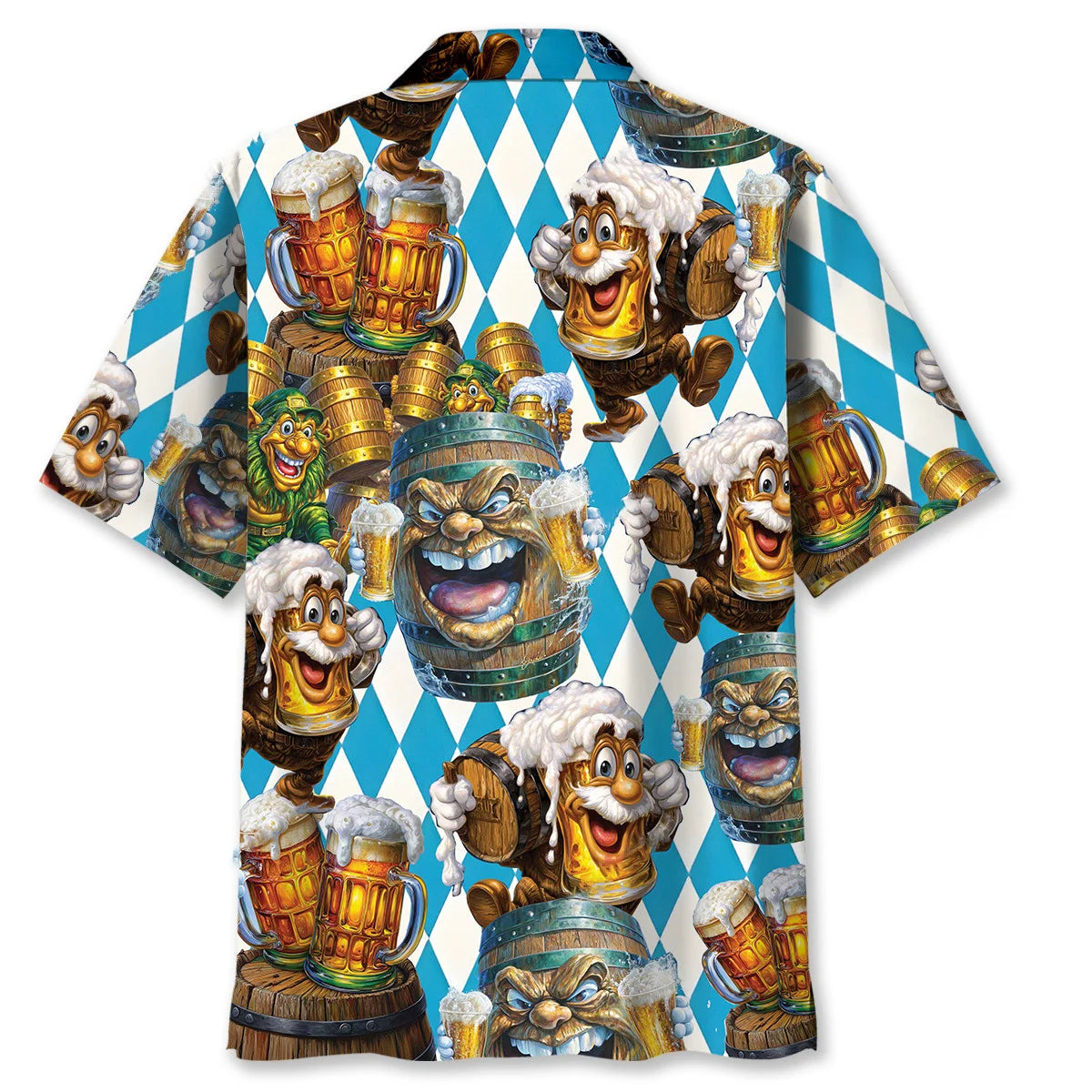 Oktoberfest Dancing Beer Barrels with Fireworks Hawaiian Shirt, custom shirt gift for men (view 3)