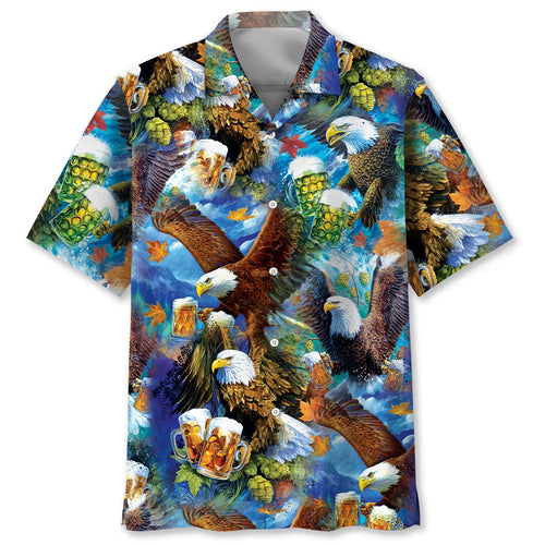 Oktoberfest Eagle Toasting with Beer Steins Hawaiian Shirt, custom shirt gift for men