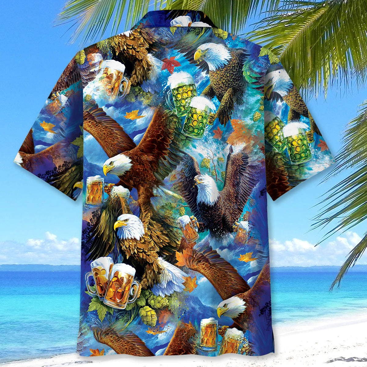 Oktoberfest Eagle Toasting with Beer Steins Hawaiian Shirt, custom shirt gift for men (view 4)