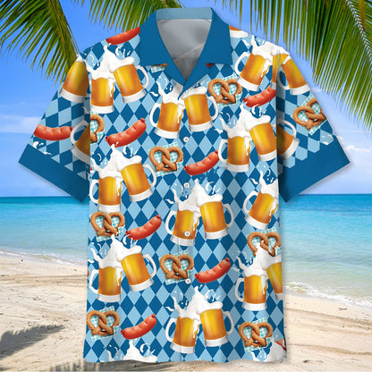 Oktoberfest Funny Drinking Beer Hawaiian Shirt, custom shirt gift for men (view 2)