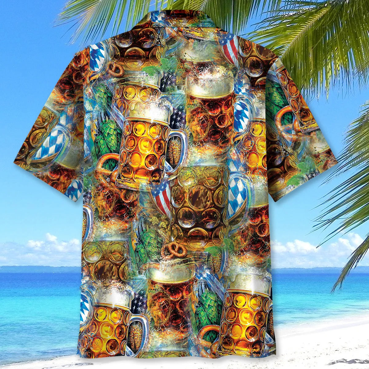 Oktoberfest Shield Emblem with Usa Vibe Hawaiian Shirt, patriotic gift for 4th of July (view 4)