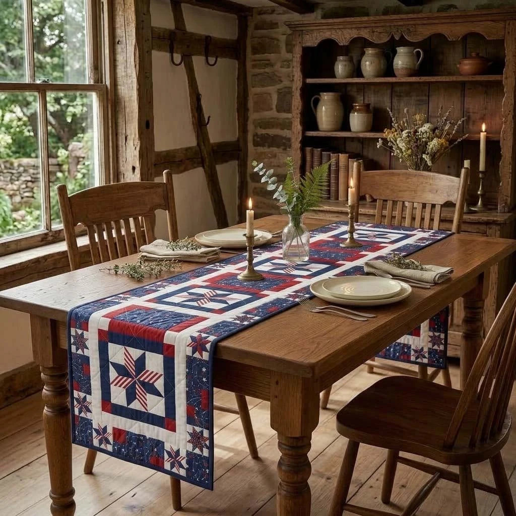 Old Glory Patch Quilted Table Runner