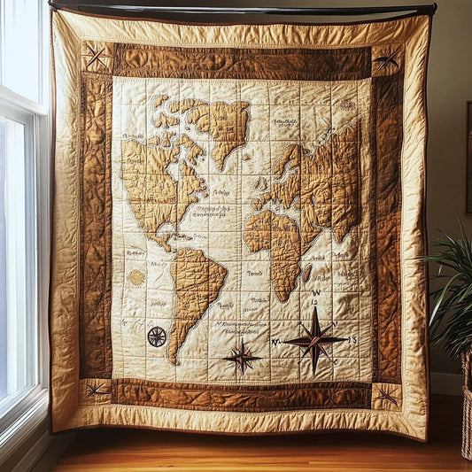 Old Map Quilt Blanket