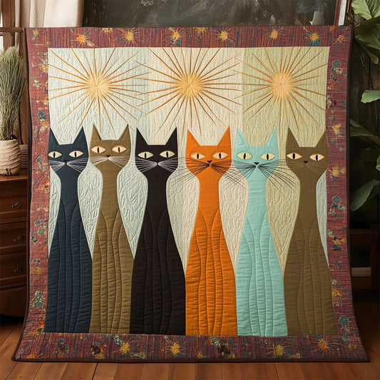Old Whimsical Cat Quilt Blanket