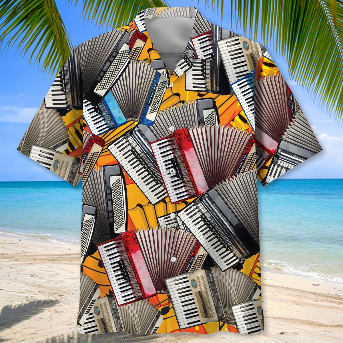 Old Accordion Art Hawaiian Shirt, custom shirt gift for men (view 2)