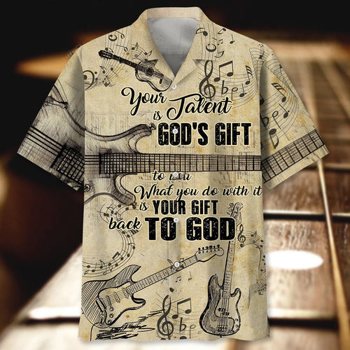 Old Guitar Vintage Style Hawaiian Shirt, custom shirt gift for men