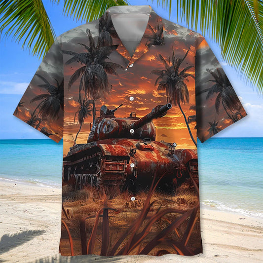 Old Soldier Tank Hawaiian Shirt, custom shirt gift for men