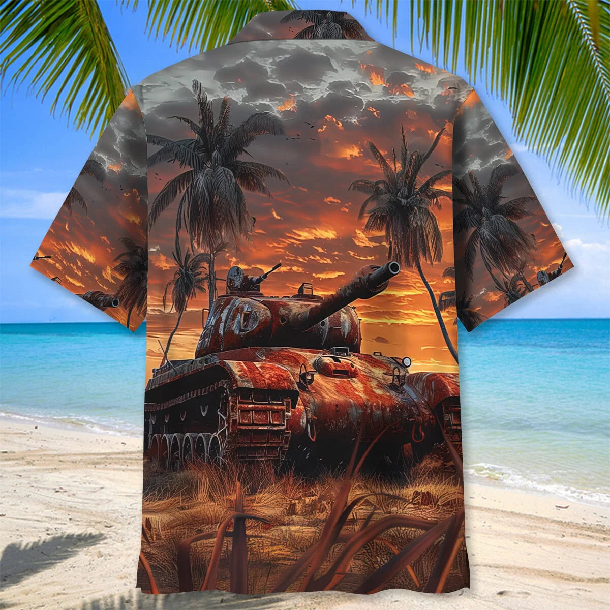 Old Soldier Tank Hawaiian Shirt, custom shirt gift for men (view 3)