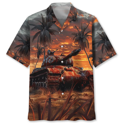 Old Soldier Tank Hawaiian Shirt, custom shirt gift for men (view 4)