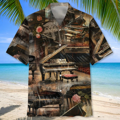 Old Vintage Piano Hawaiian Shirt, custom shirt gift for men (view 2)