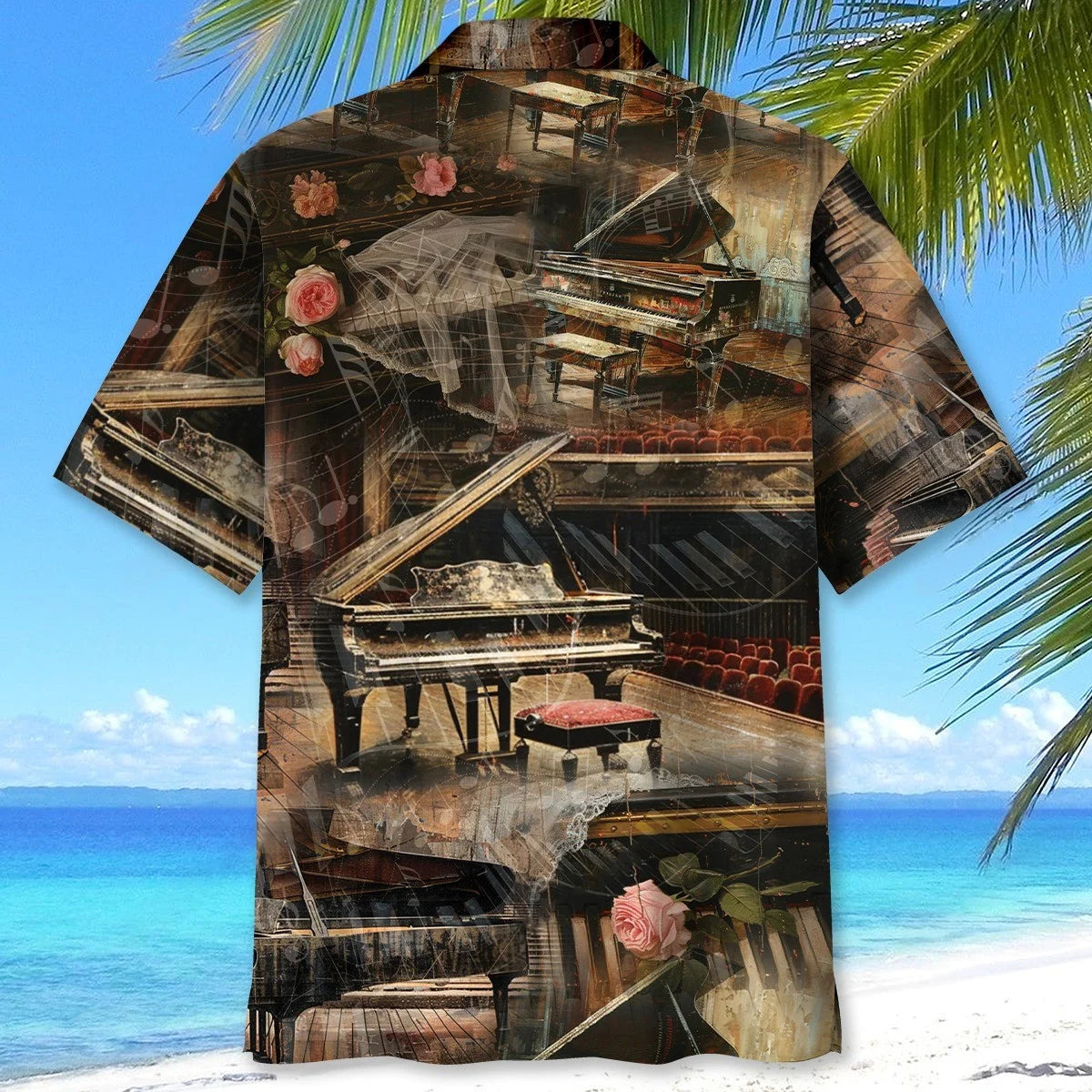 Old Vintage Piano Hawaiian Shirt, custom shirt gift for men (view 3)