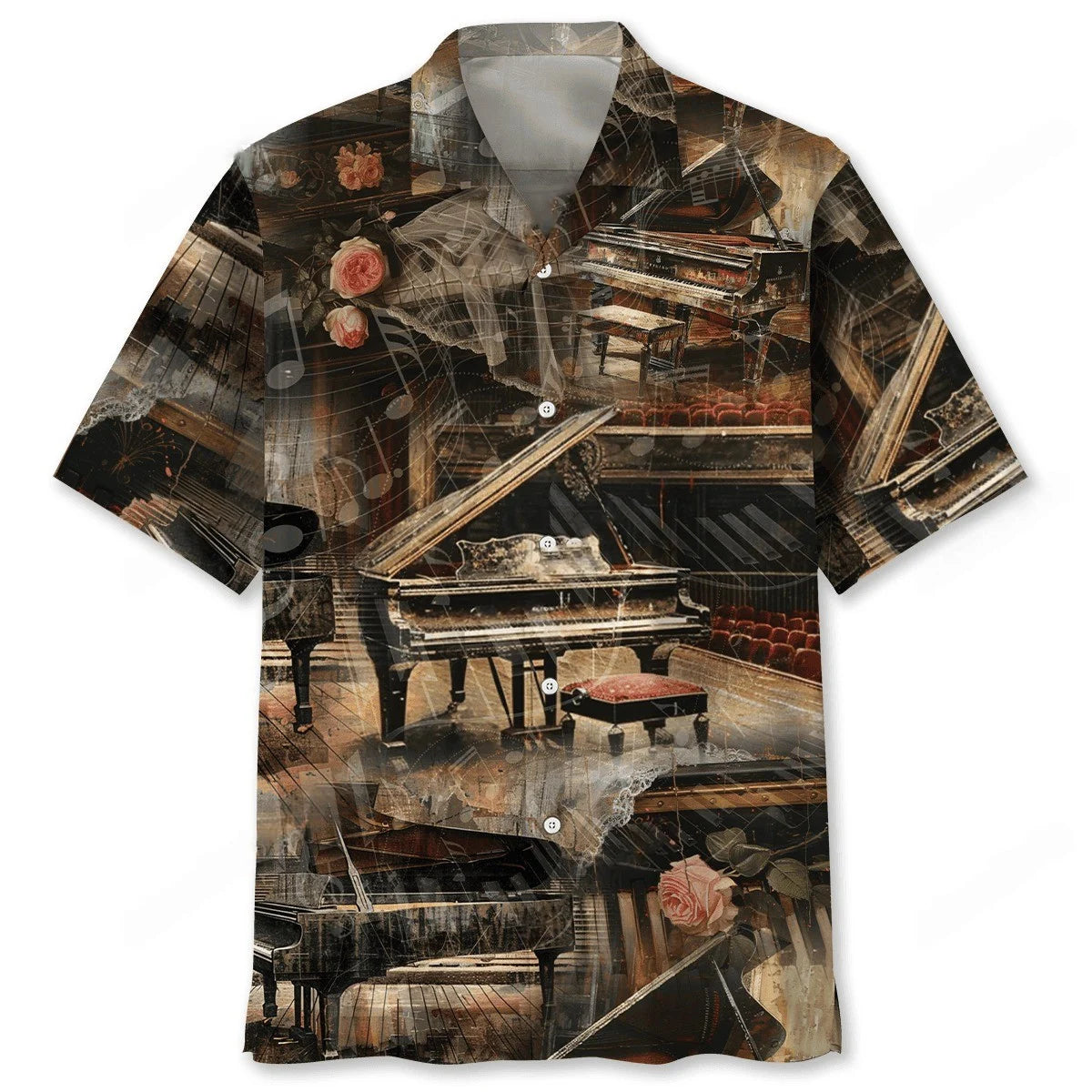Old Vintage Piano Hawaiian Shirt, custom shirt gift for men (view 4)