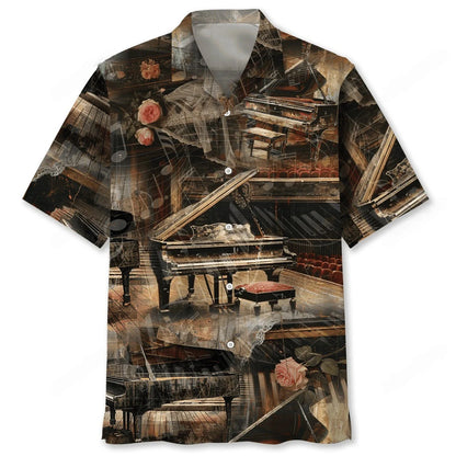 Old Vintage Piano Hawaiian Shirt, custom shirt gift for men (view 4)