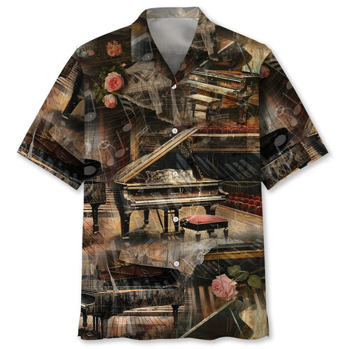 Old Vintage Piano Rose Hawaiian Shirt, custom shirt gift for men