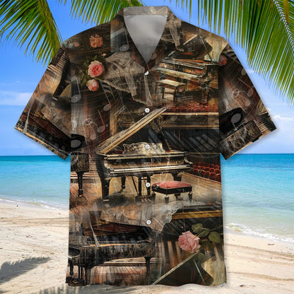 Old Vintage Piano Rose Hawaiian Shirt, custom shirt gift for men (view 2)