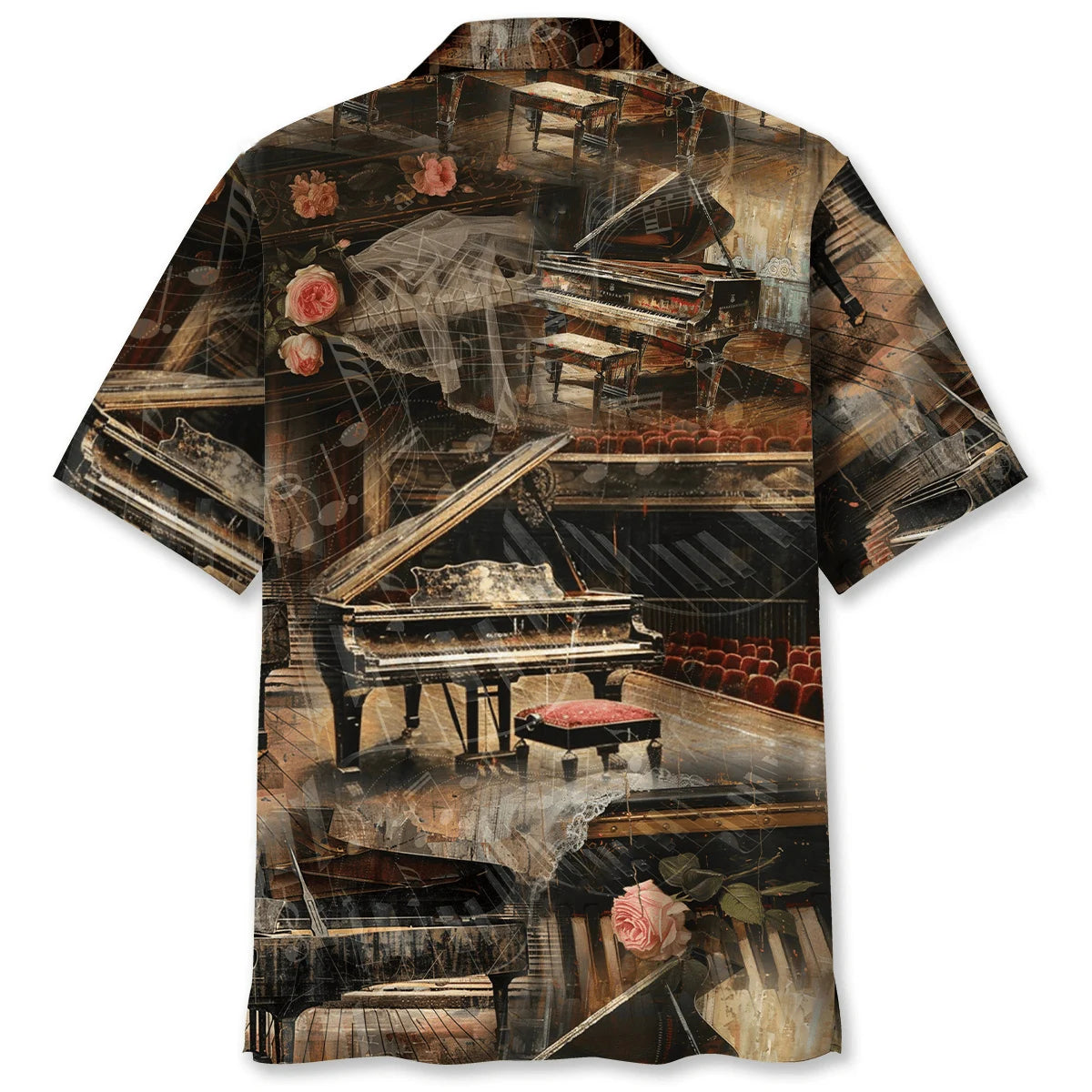 Old Vintage Piano Rose Hawaiian Shirt, custom shirt gift for men (view 3)