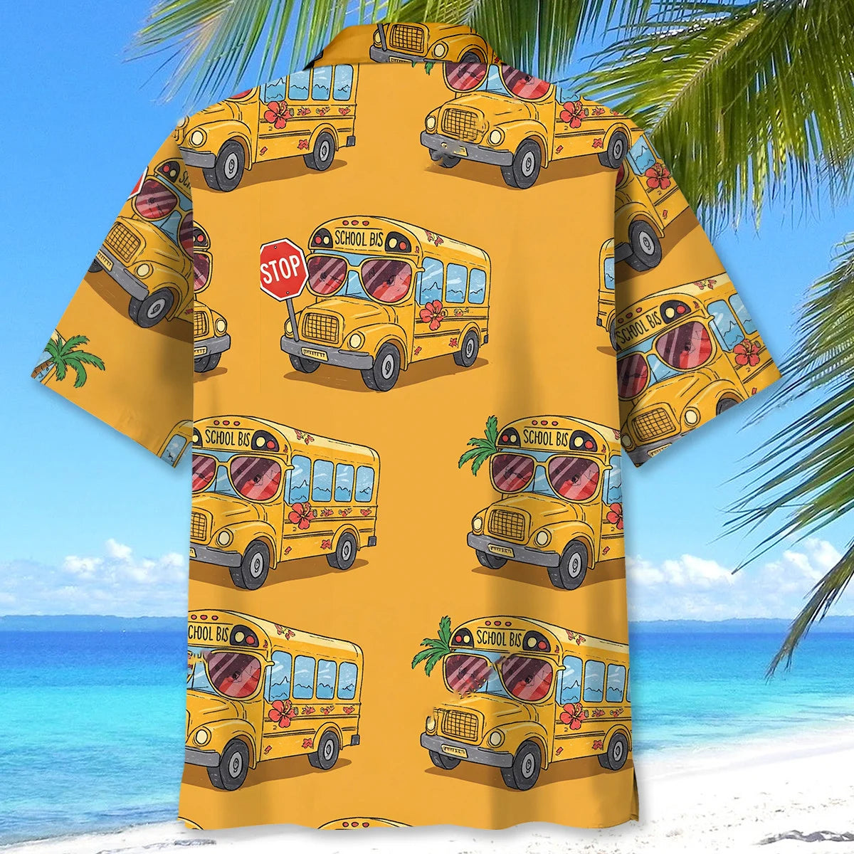 On a Vacation School Bus Hawaiian Shirt, custom shirt gift for men (view 3)