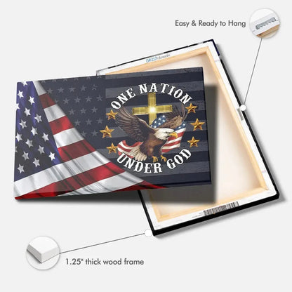 one nation under god bald eagle american flag cross wall art canvas (Landscape) (view 6)