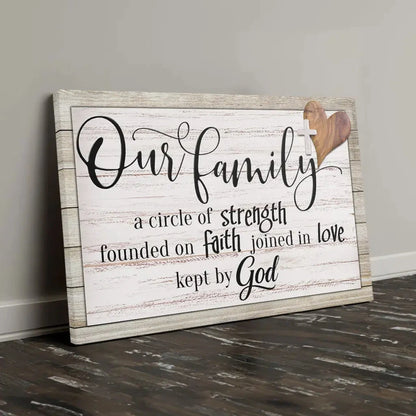 our family a circle of strength christian family wall art canvas (Landscape) (view 4)