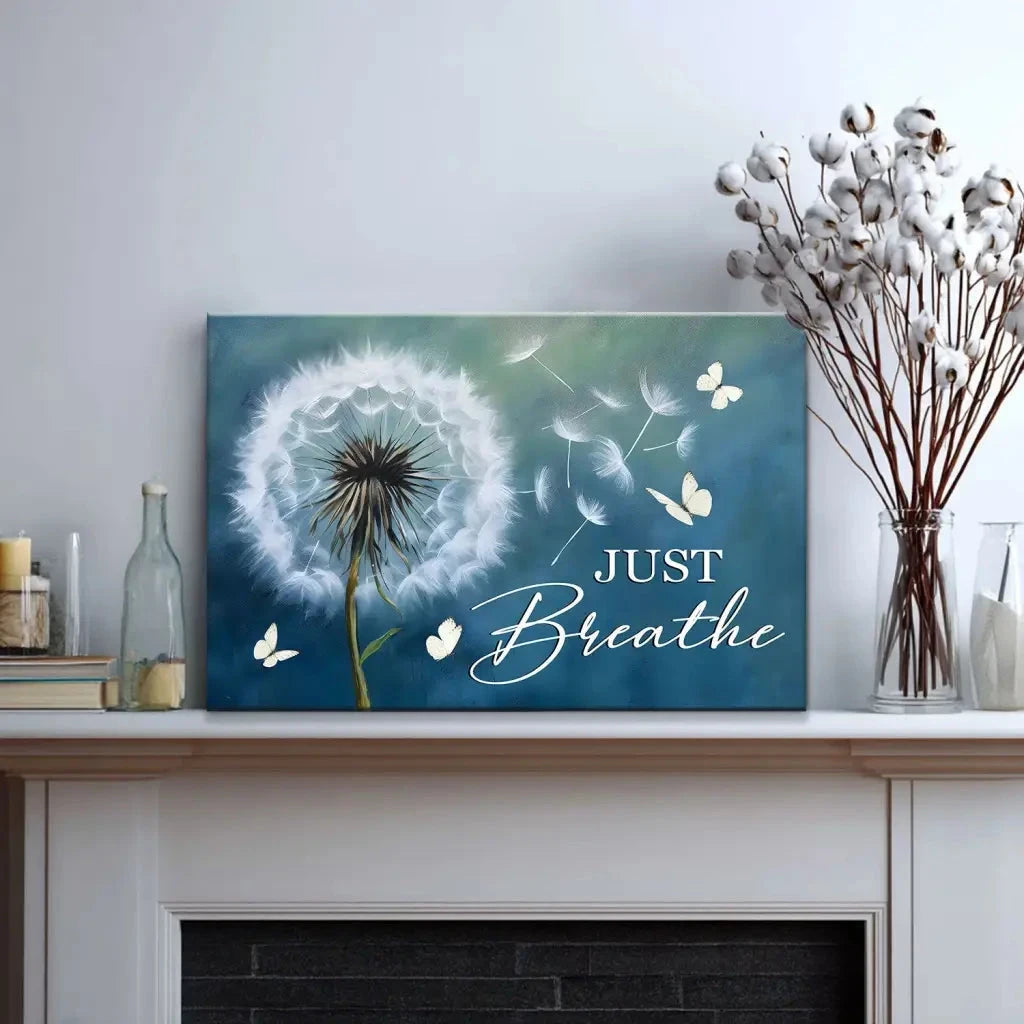just breathe wall art canvas christian wall art (Landscape) (view 4)
