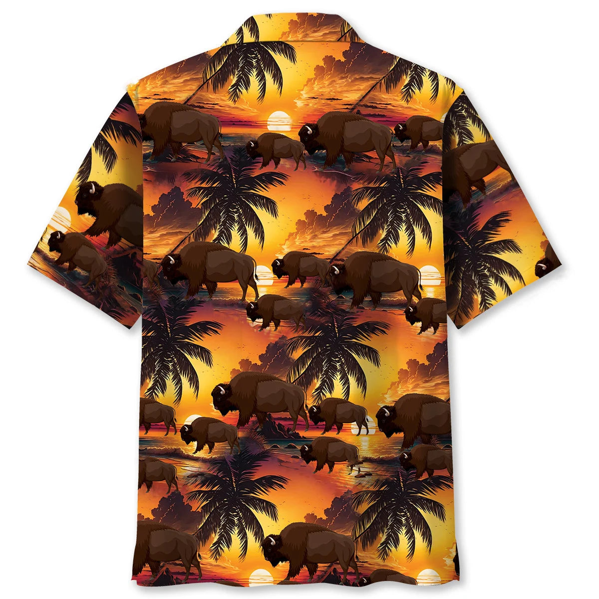 Orange Bison Hawaiian Shirt, custom shirt gift for men (view 2)