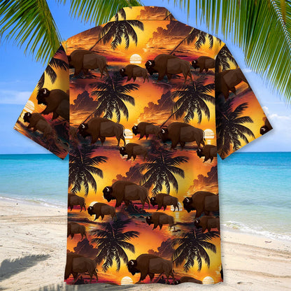 Orange Bison Hawaiian Shirt, custom shirt gift for men (view 4)