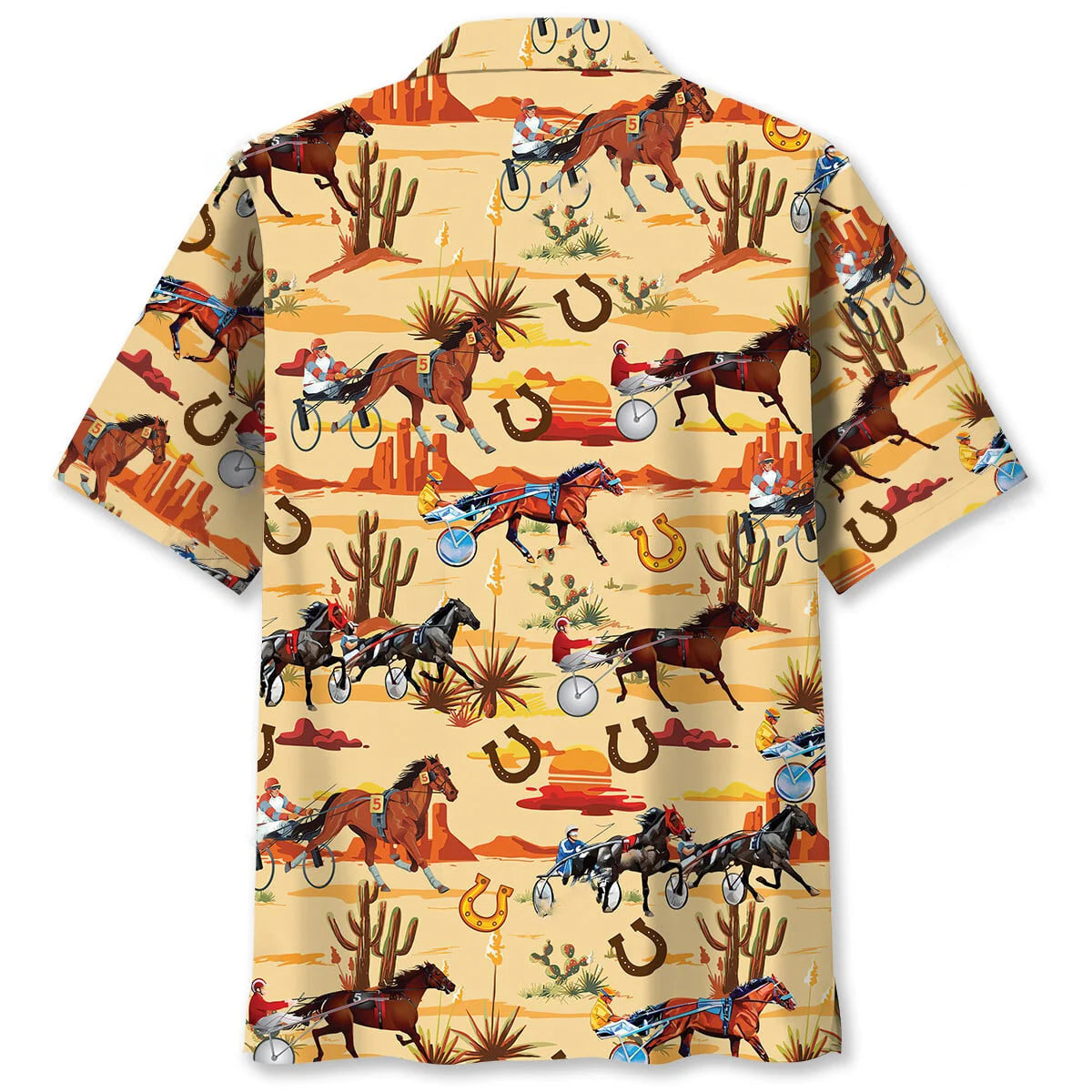 Orange Desert Horse Harness Racing Hawaiian Shirt, custom shirt gift for men (view 2)
