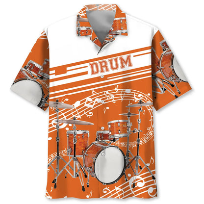 Orange Drum Set Hawaiian Shirt, custom shirt gift for men (view 2)