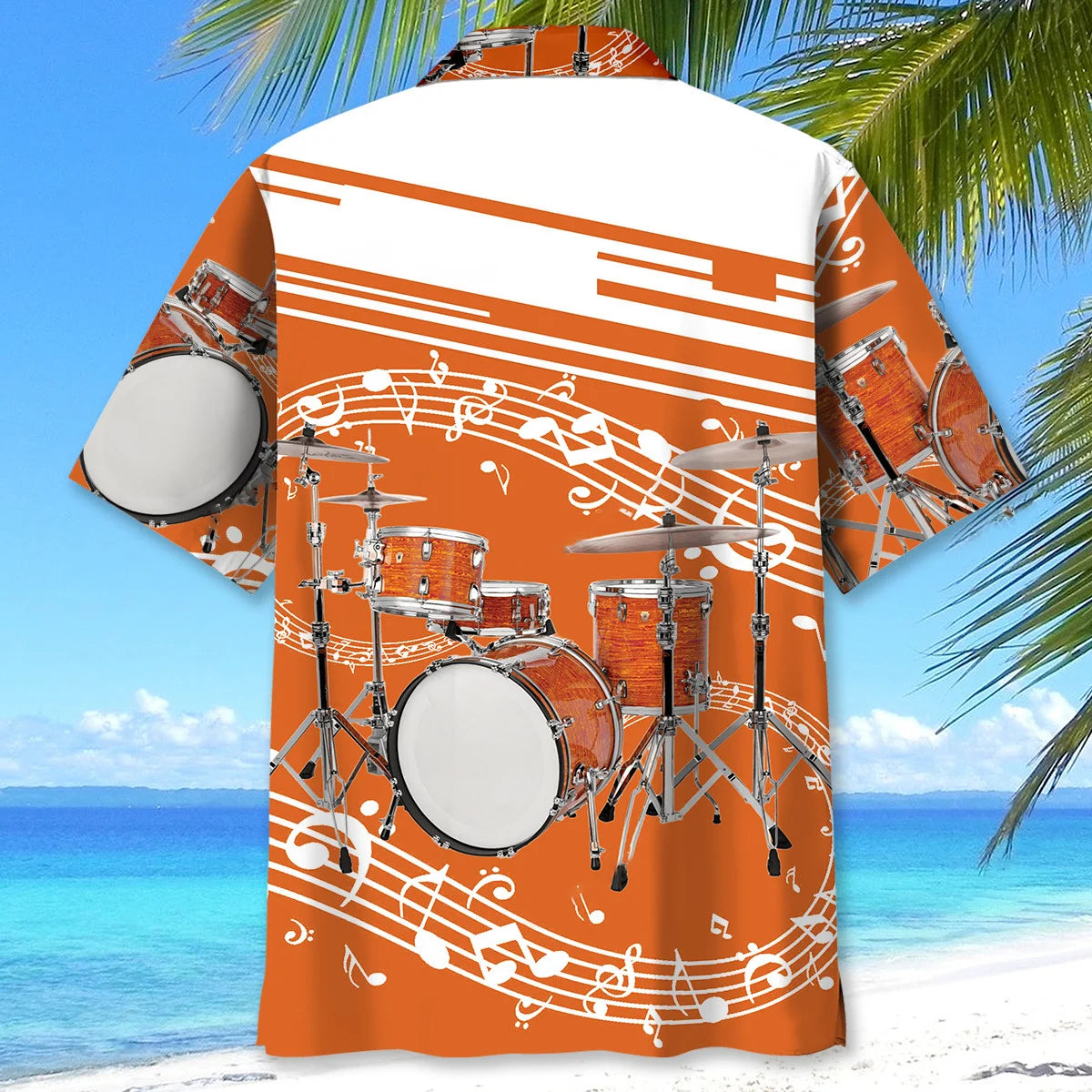 Orange Drum Set Hawaiian Shirt, custom shirt gift for men (view 4)
