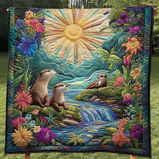 Otter Family Quilt Blanket