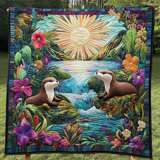 Otter Family Quilt Blanket