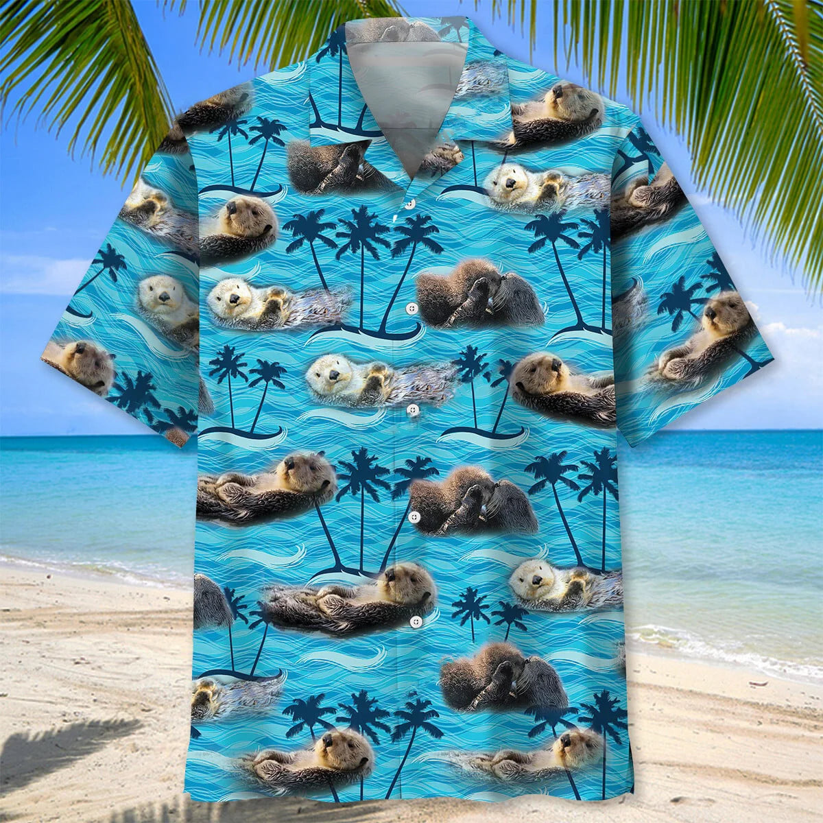 Otters Ocean Hawaiian Shirt, custom shirt gift for men