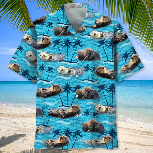 Otters Ocean Hawaiian Shirt, custom shirt gift for men