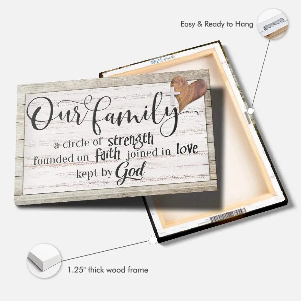 our family a circle of strength christian family wall art canvas (Landscape) (view 5)