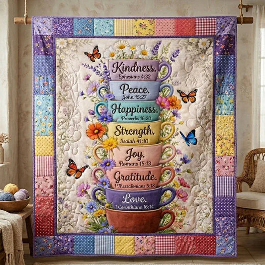 Overflowing Grace Quilt Blanket - Quilted Blanket by OtterMia