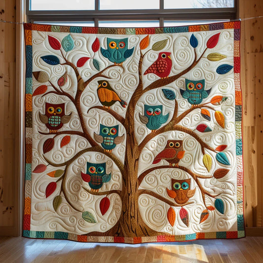 Owl Family Tree Quilt Blanket