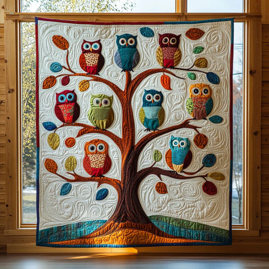 Owl Nature Circle Quilt Blanket