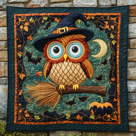 Owl Night Pumpkin Quilt Blanket