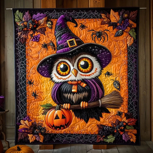 Owl Pumpkin Light Quilt Blanket